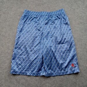 AND1 Shorts Boys XL 14/16 Blue Basketball Athletic Mesh Print Elastic Waist